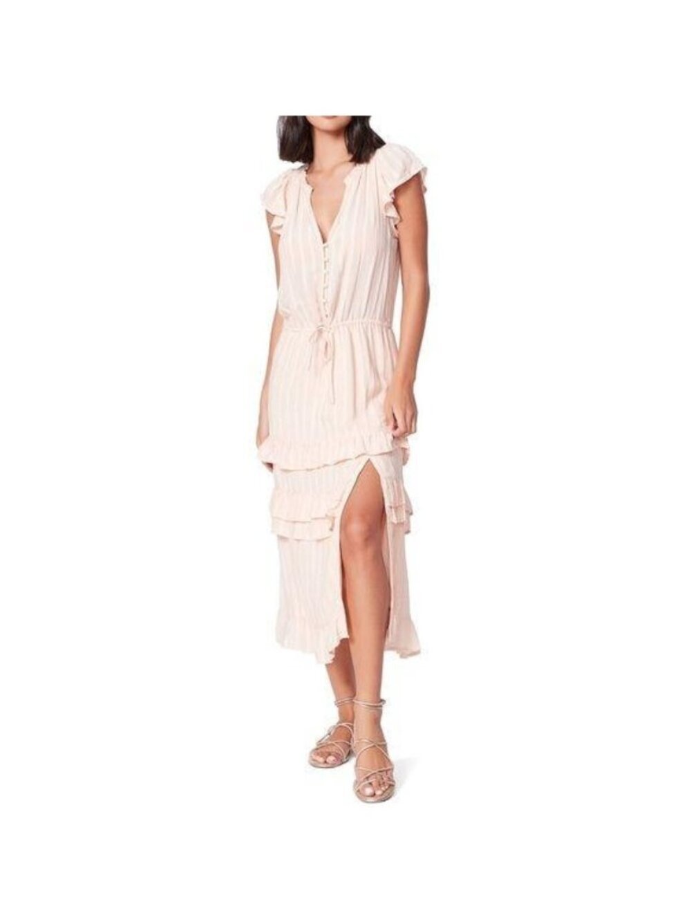 PAIGE Illyria Blush Color Midi Dress with ruffles Size M, NWT